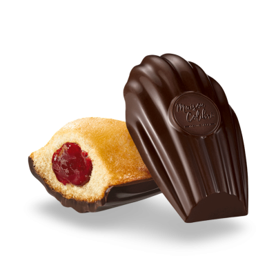 Madeleine coeur framboise coque Chocolat noir