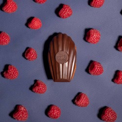 Madeleine coeur framboise coque Chocolat noir